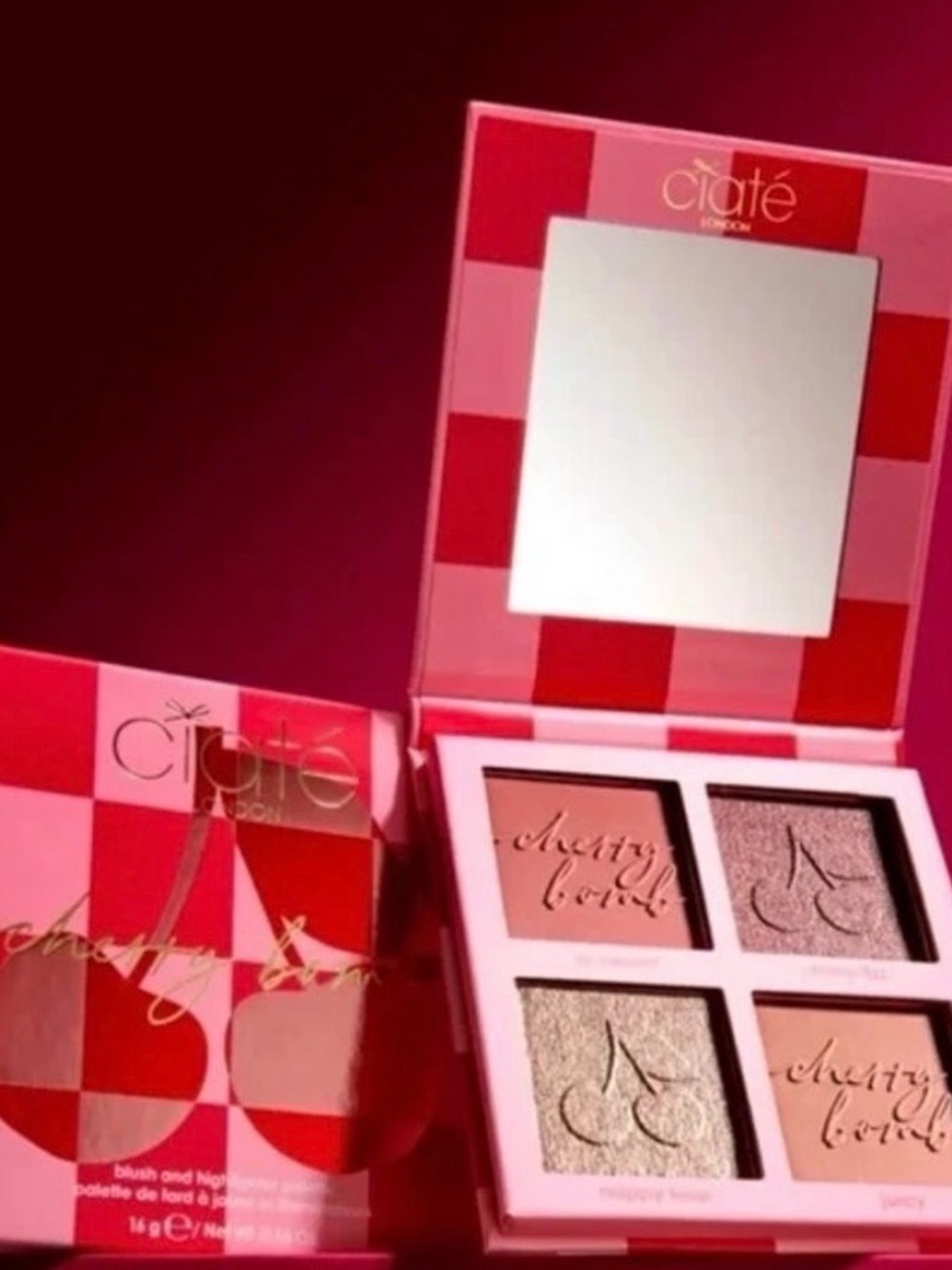 NIB Ciate London Cherry Bomb Blush & Highlight Palette
